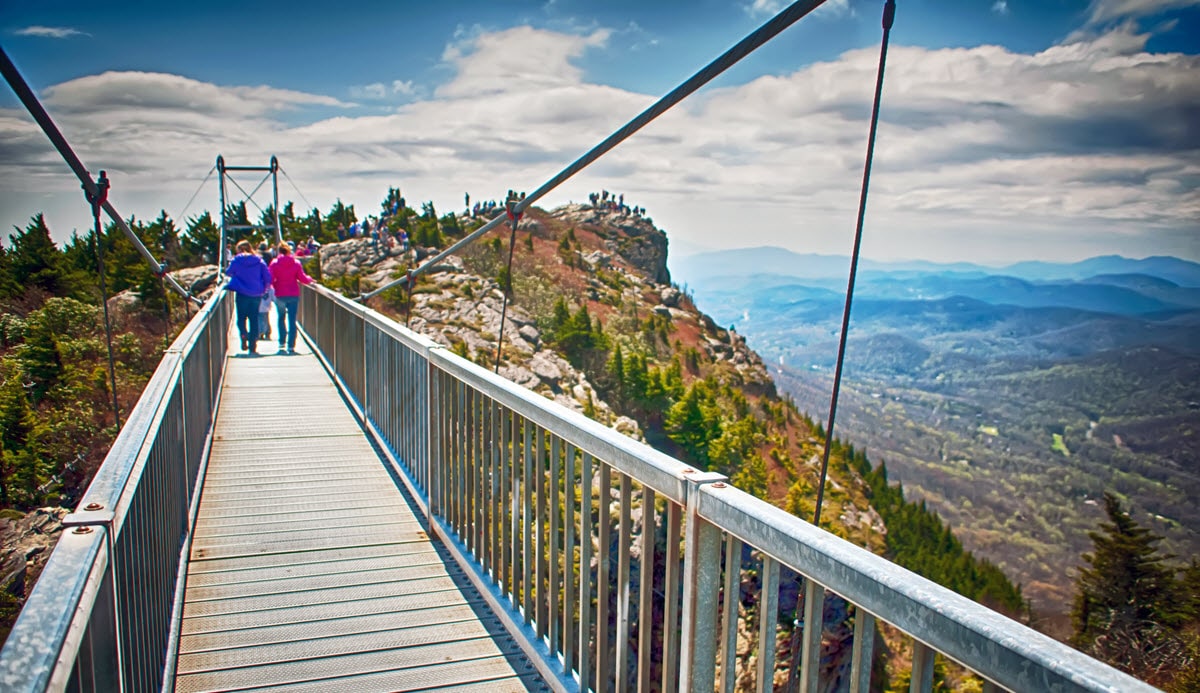 The mile-high swinging bridge at Grandfather Mountain