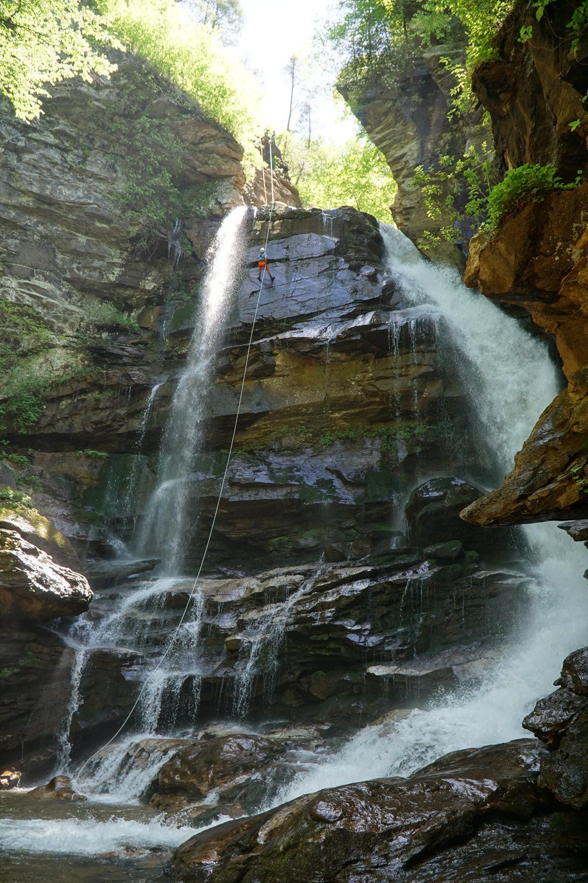 waterfall rappel and canyoneering in North Carolina