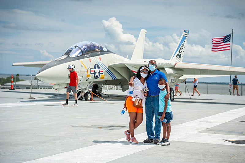 Patriot's Point Naval and Maritime Museum - family in front of a jet