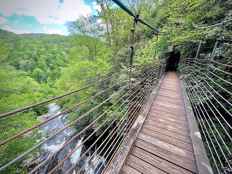 Raven Cliff Falls suspension bridge