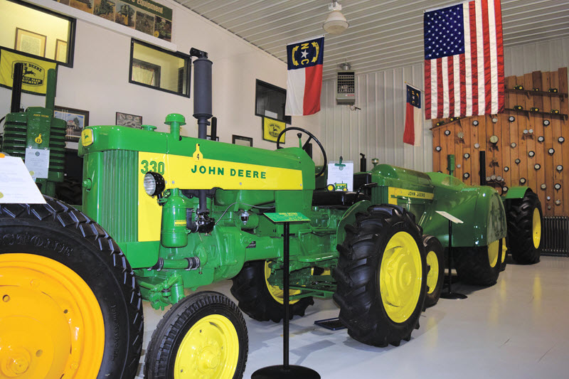 John Deere tractors exhibited at the •Neal Agricultural & Industrial Museum in Trinity, NC