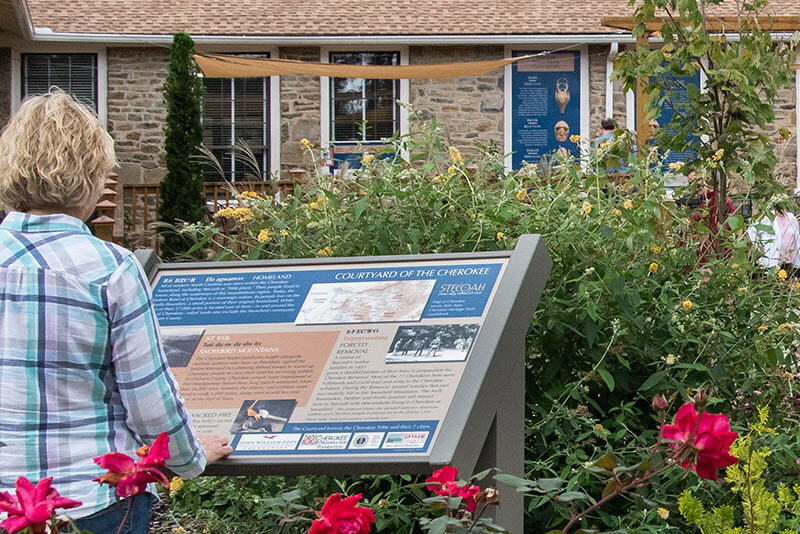 learn about Cherokee heritage at the Courtyard of the Cherokee