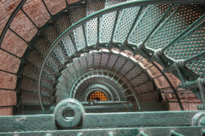 Inside view of the spiral staircase of the Currituck Beach lighthouse