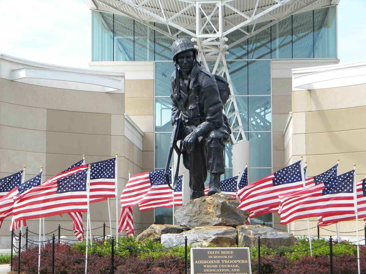 The Iron Mike statue of a U.S. paratrooper in Fayetteville, NC