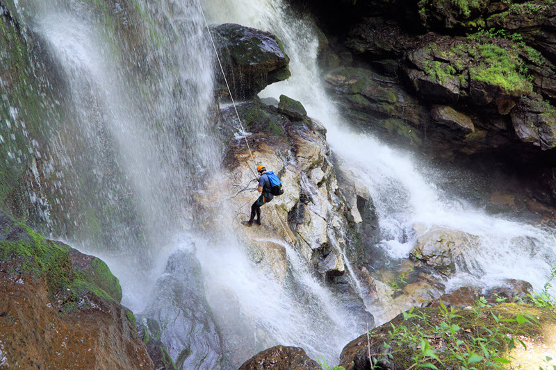 Waterfall rappel or canyoneering in Saluda, NC