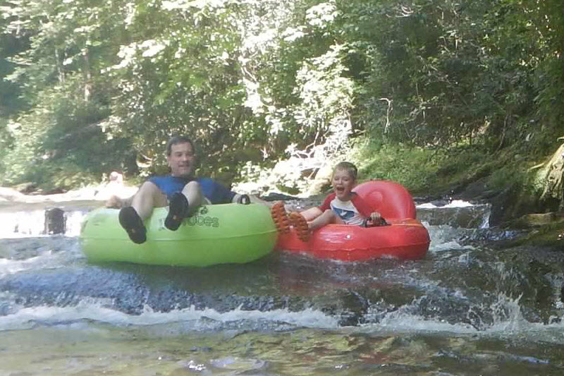 whitewater tubing in Deep Creek in Bryson City