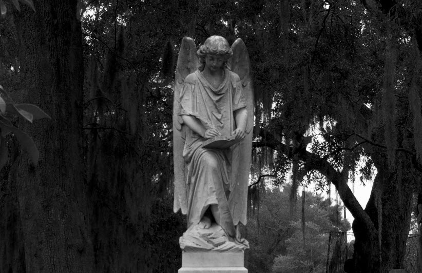 Angelic monument in Charleston's Unitarian Church cemetery is a top contender for the haunted places near me in Charleston.