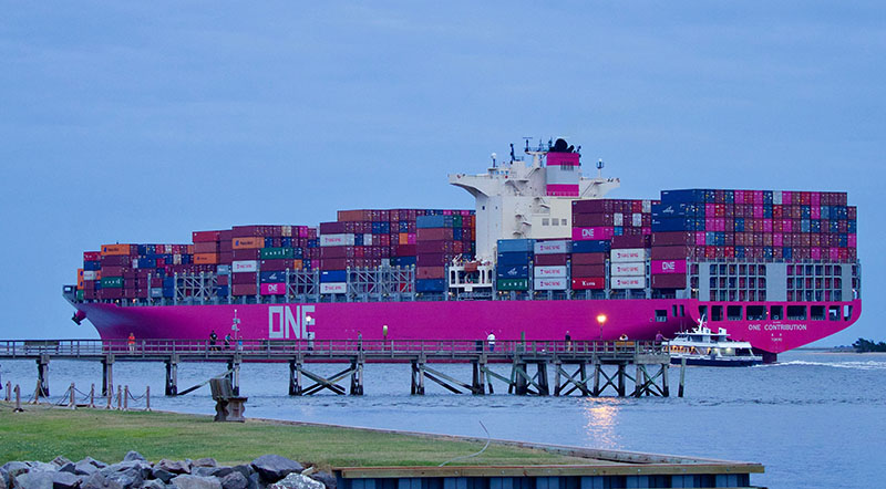 container ship in southport