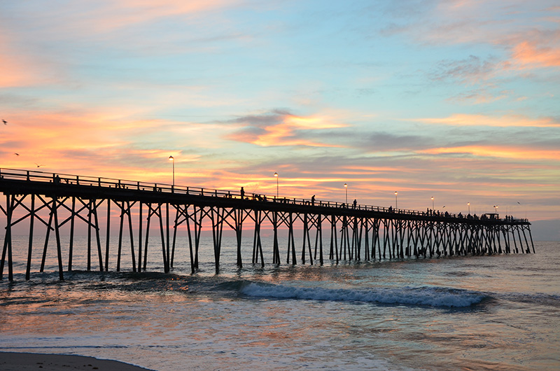 kure beach pier at sunwet