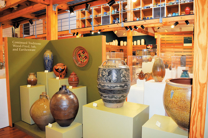 Exquisitely handcrafted pottery is displayed at the North Carolina Pottery Center in Seagrove, NC