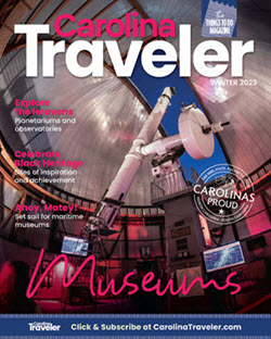 Daniel Observatory on the cover of the Winter 2023 issue of Carolina Traveler Magazine