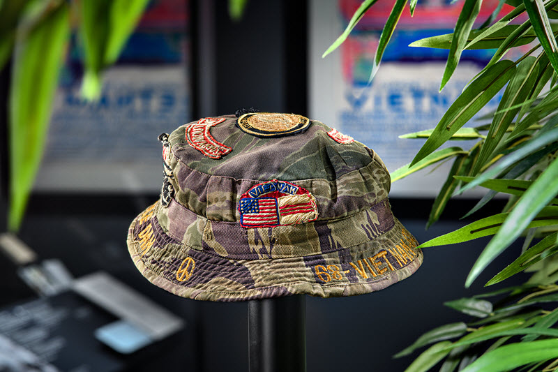 A Vietnam boonie cap from a US service member on display at the South Carolina Confederate Relic Room