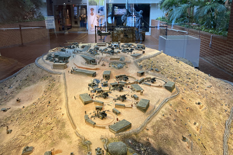 A massive diorama of US firebase Ripcord in Vietnam on display at the South Carolina Confederate Relic Room and Military Museum