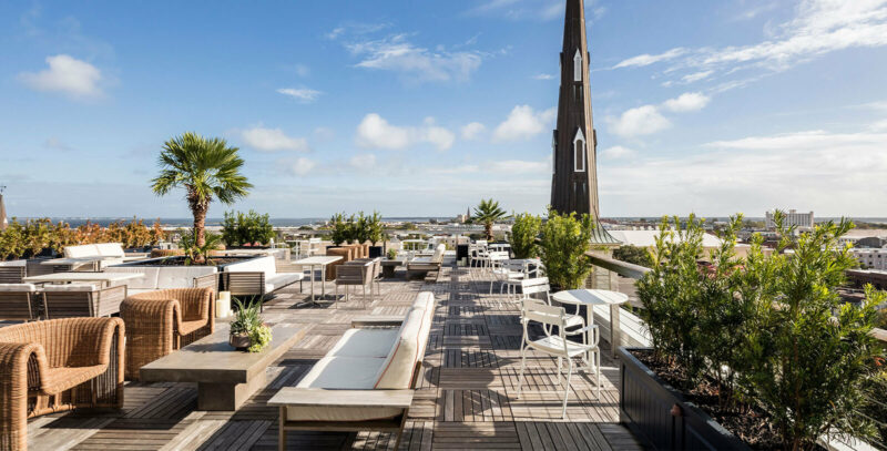 The Dewberry Hotel's Citrus Club boasts rooftop views of Charleston