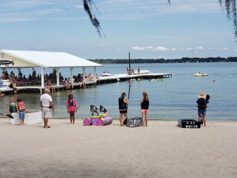 Tourists enjoy a sunny day on White Lake, NC