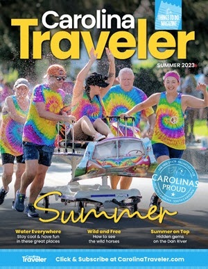Beaufort Water Festival bed race on the cover of Carolina Traveler Magazine