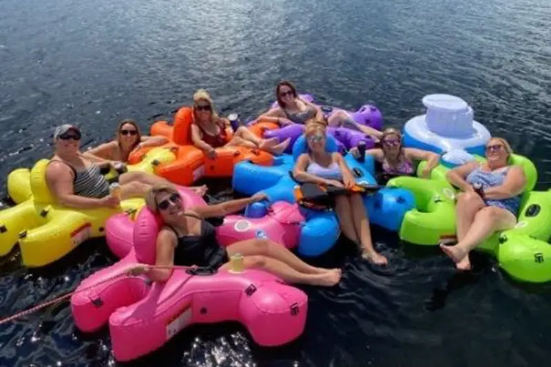 A group of women float in Rockingham county, NC