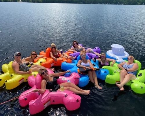 A group of women float in Rockingham county, NC
