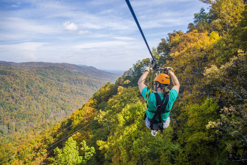 Zipline across mountains at The Gorge in Saluda, NC