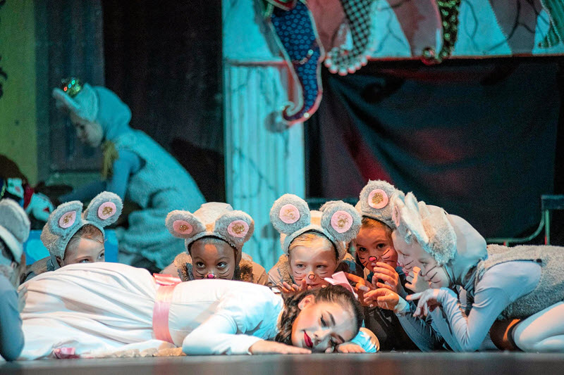 Mice visit while she sleeps at the Nutcracker at the South Carolina Ballet in Columbia
