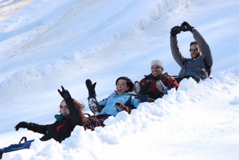 Snow tubing chaining at Jonas Ridge