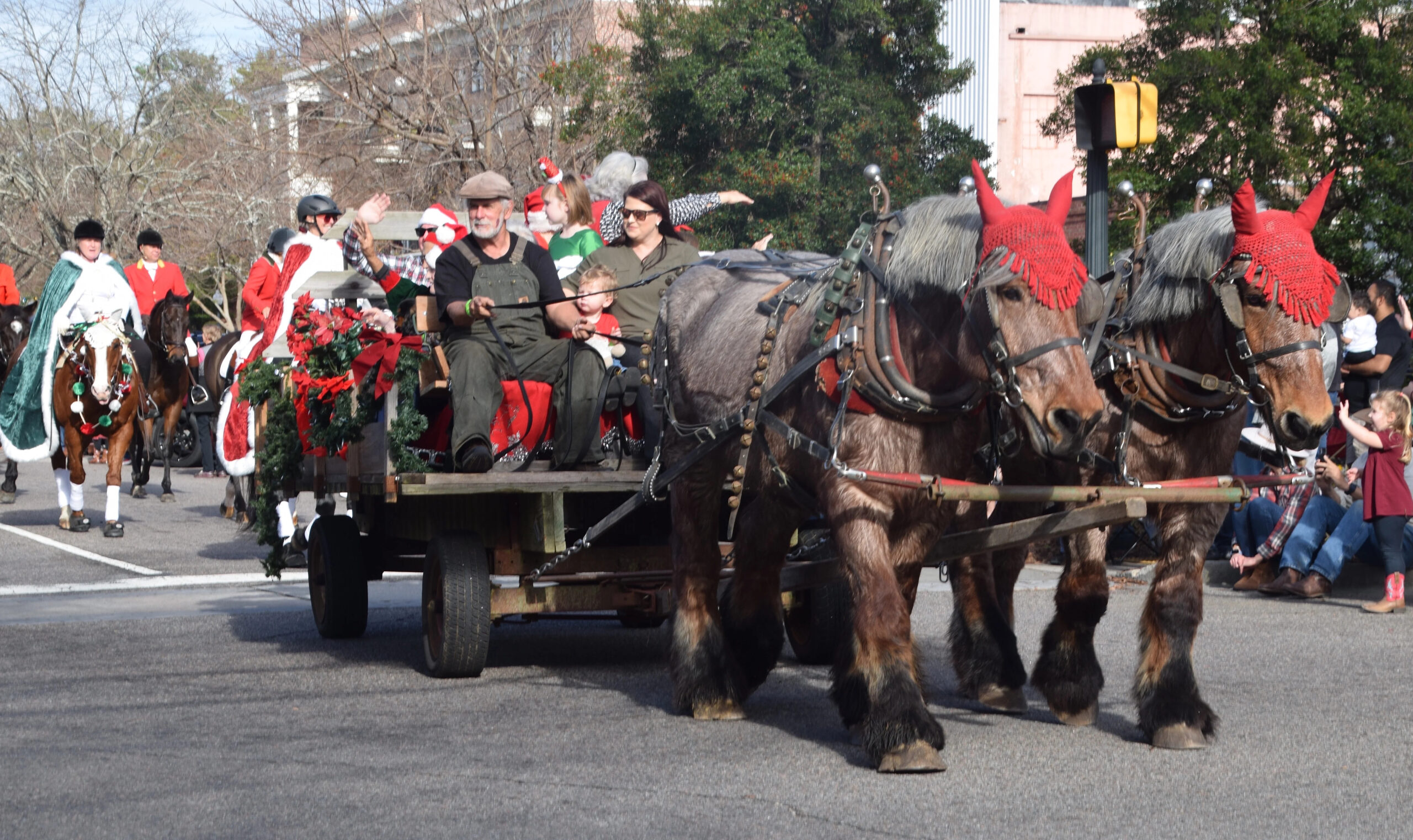 Giant horses at the Hoofbeats & Christmas Carols Parade in Aiken