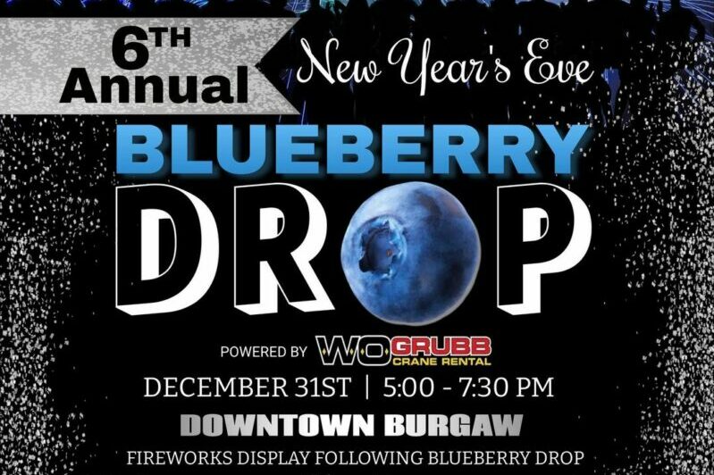 2024 Burgaw Blueberry Drop invitation for 2024 NYE plans