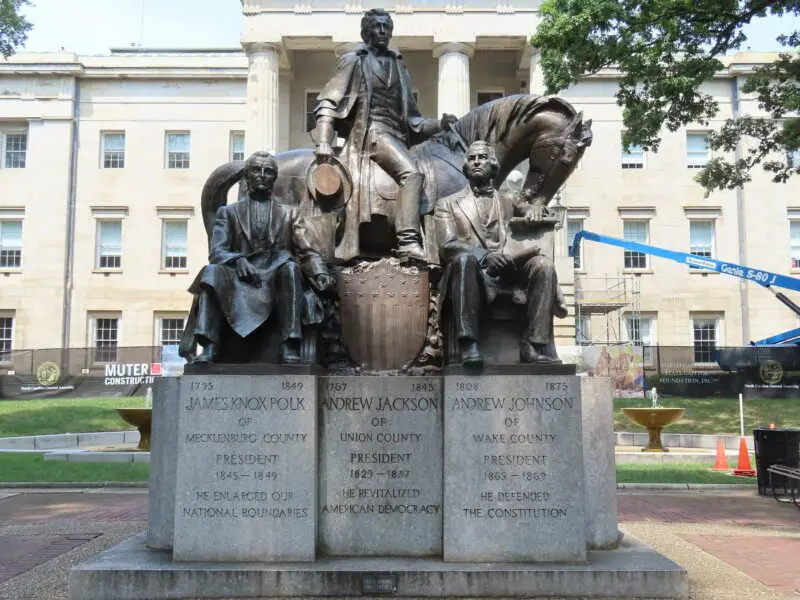 The NC Presidents Monument at the Capitol Building in Raleigh, NC