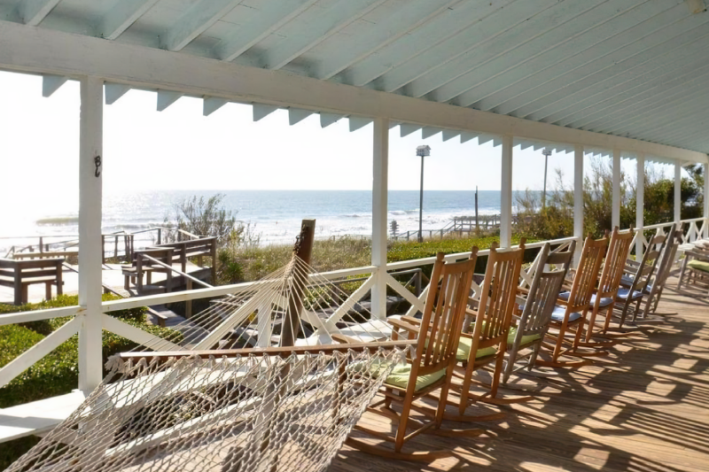 Front porch of the Sea View Inn Pawleys Island