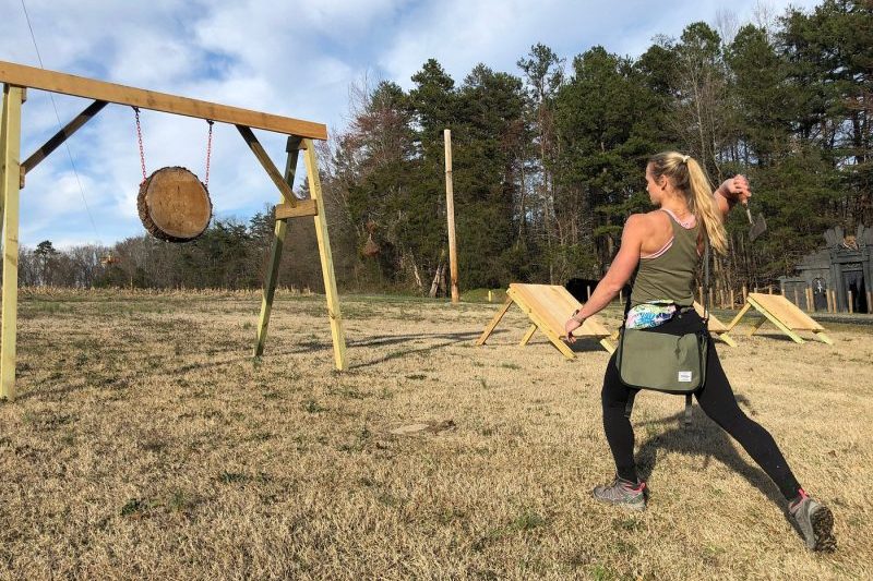 Axe-throwing at Kersey Valley Attractions in Randolph County NC