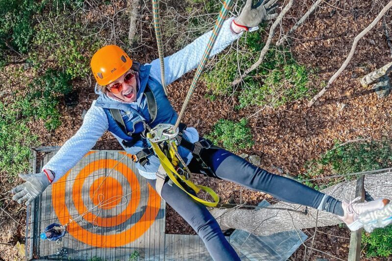 Person rappeling at The Gorge Zipline Adventure