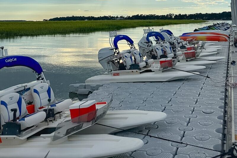 Creek Cats lined up on the dock at Lowcountry Watersports