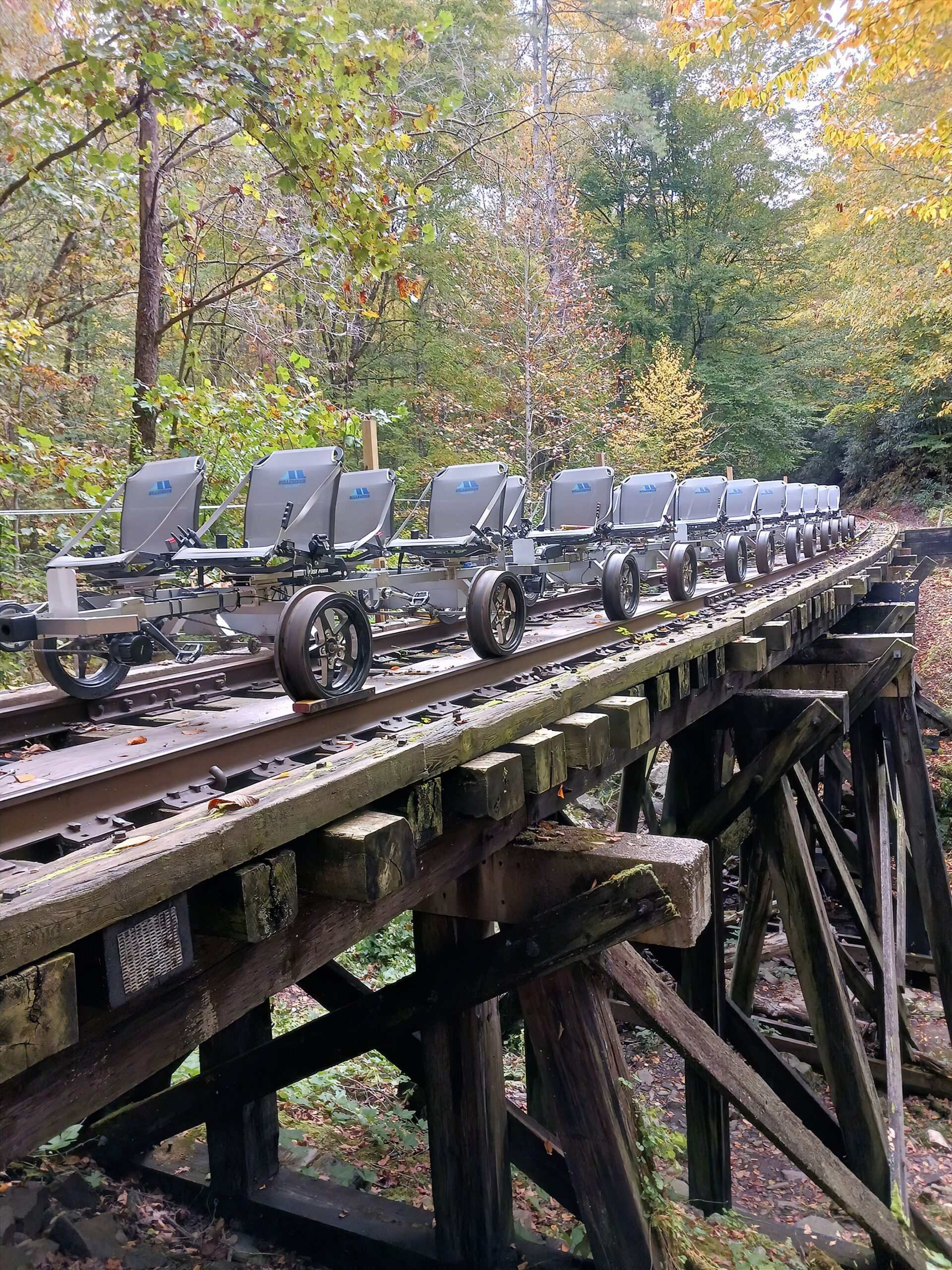 Andrews Valley Rail Tours crossing a trestle bridge