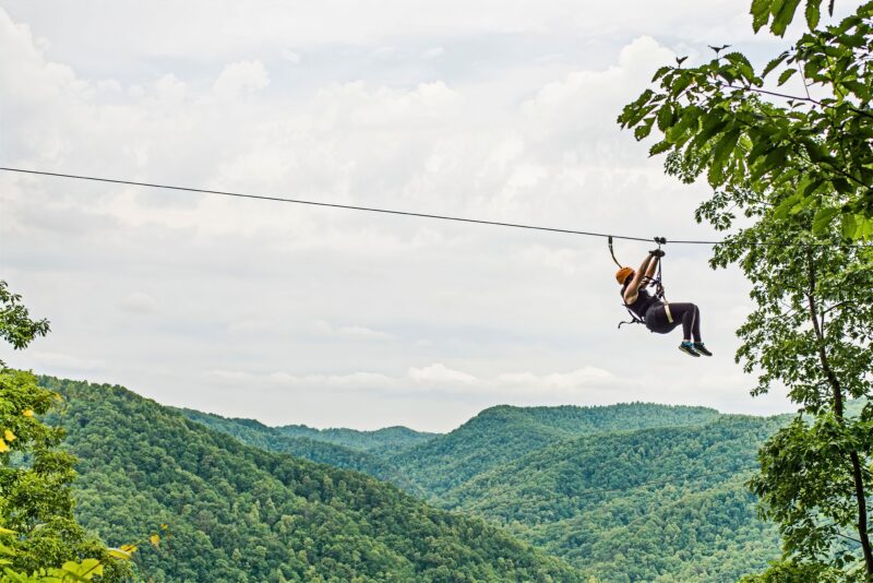 Ziplining across The Gorge in Saluda NC