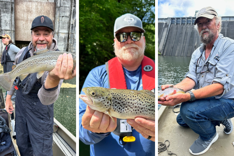 Chris Douglas and friends bring in a bounty at the base of the Hiwassee Dam.