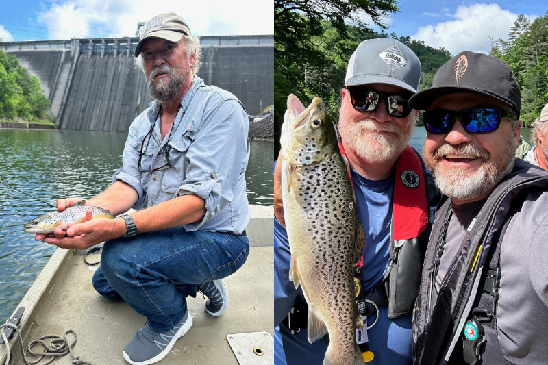 Chris Douglas of Carolina All Out fishes the Hiwassee Dam on Lake Apalachia