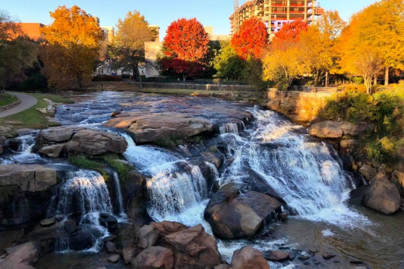 Enjoy the beautiful fall foliage at Falls Park on the Reedy River | Greenville SC