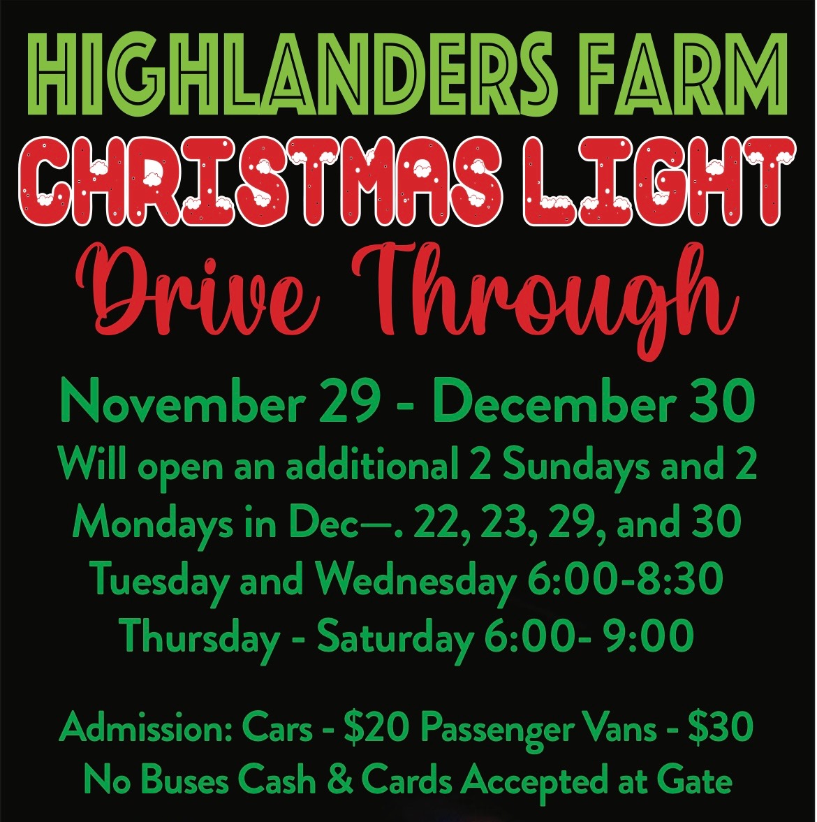 Highlanders Farm Christmas Light Drive Thru