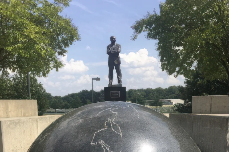 A statue of Dr. Martin Luther King Jr. stands in Rocky Mount, NC